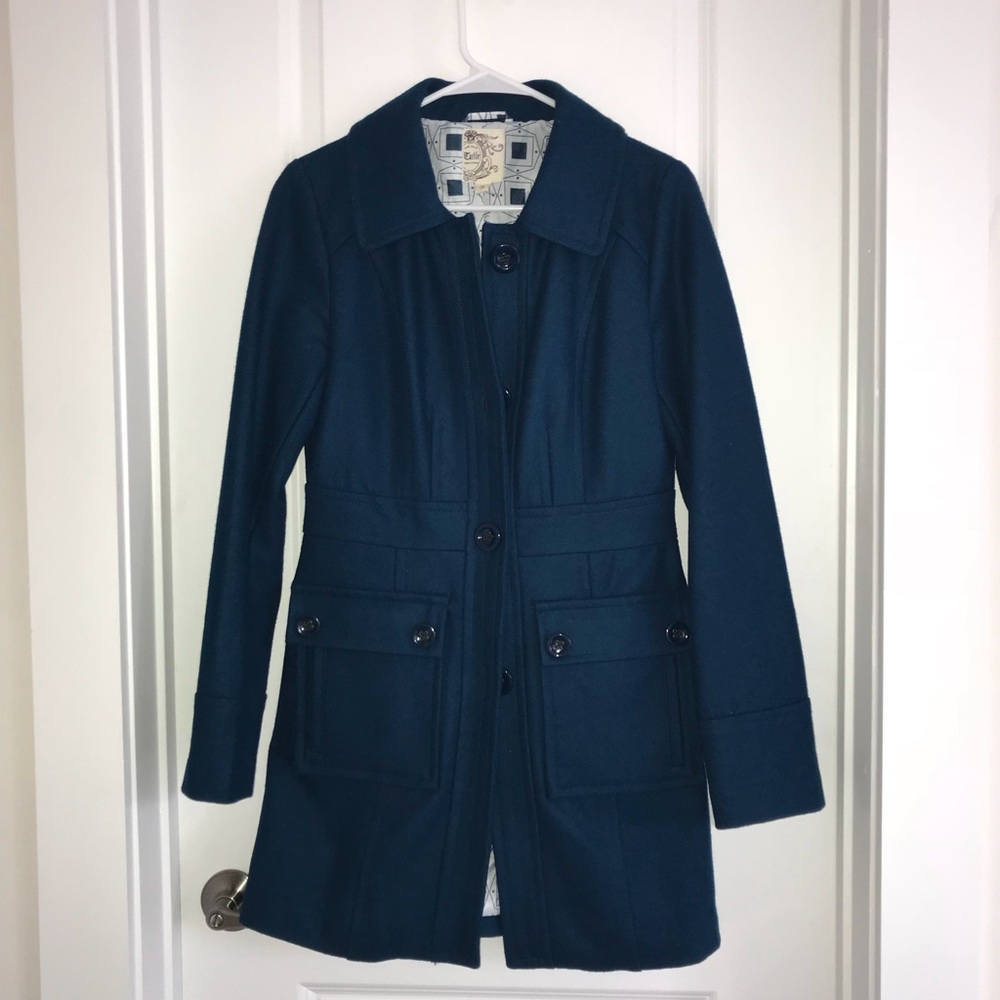 Tulle Rich Teal Wool Coat